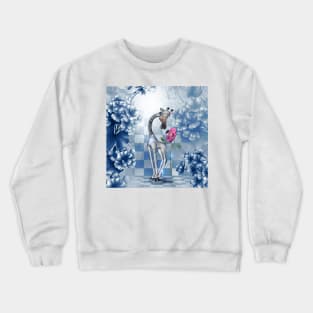 Funny giraffe with flowers Crewneck Sweatshirt